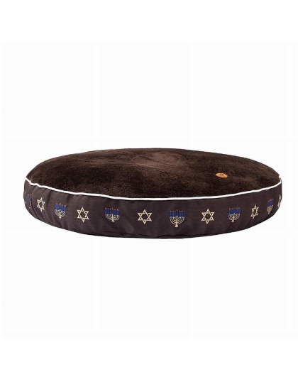 Charcoal - Halo Hanukkah Round Dog Bed - S