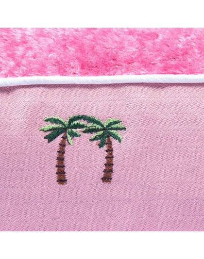 Pink - Halo Palm Trees Rectangular Dog Bed - S