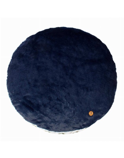 Cashmere Blue - Halo Palm Trees Round Dog Bed - L