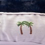 Cashmere Blue - Halo Palm Trees Round Dog Bed - L