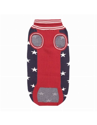White/EC Red/EC Navy - Halo Super Star Dog Sweater - L