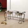 YML Wrought Iron Stand with Double Stainless Steel Feeder Bowls - Large