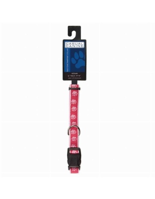 Pink - CC TwoTone Pawprint Collar 14-20In Pnk - 14-20in