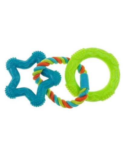 Blue - CHP 3 ring TPR Rope toy Star Blu