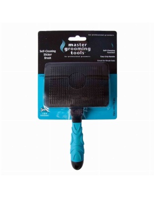 Blue - MGT Self-cleaning slicker brush L Blu - Large