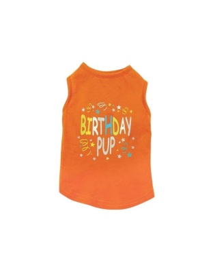 Orange - ZZ Birthday Pup Tank L Org - Large