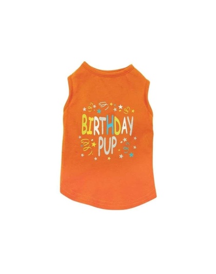 Orange - ZZ Birthday Pup Tank L Org - Large