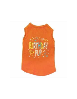 Orange - ZZ Birthday Pup Tank M Org - Medium