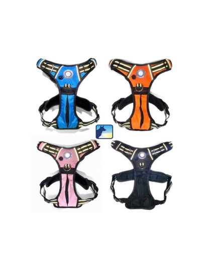 Pink - Headlight Harness, Dog Harness with Built In LED Light - Large