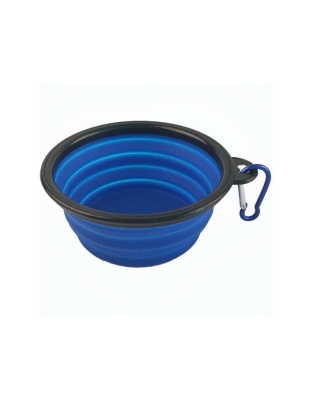 Single Blue Silicone Collapsible Travel Bowl - 12oz