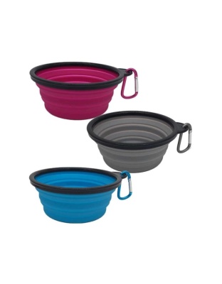 Mr. Peanut's Collapsible Silicone Bowls with Color Matched Carabiner Clips - XL 25 oz