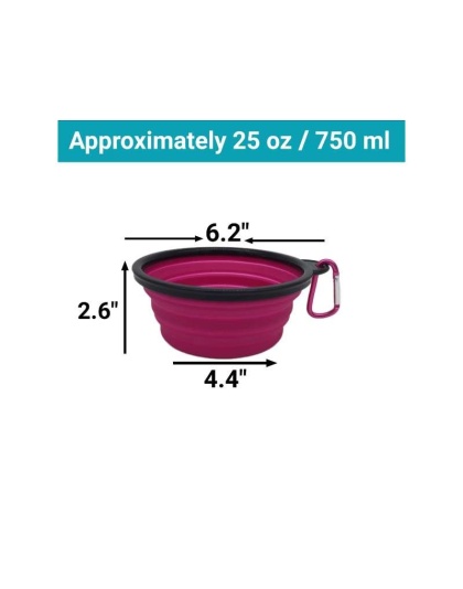 Mr. Peanut's Collapsible Silicone Bowls with Color Matched Carabiner Clips - XL 25 oz