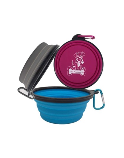Mr. Peanut's Collapsible Silicone Bowls with Color Matched Carabiner Clips - XL 25 oz