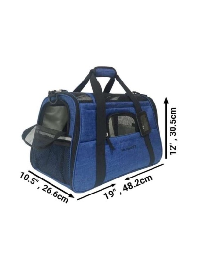 Deja Blue - Mr. Peanut's Copper Series Airline Capable Pet Carrier, Tall Profile Soft Sided Luxury Travel Tote - 19 in L x 10.5 in W x 12 in H