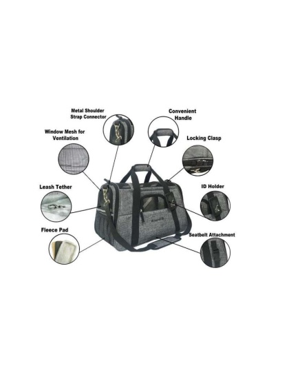 Platinum Gray - Mr. Peanut's Copper Series Airline Capable Pet Carrier, Tall Profile Soft Sided Luxury Travel Tote - 19 in L x 10.5 in W x 12 in H