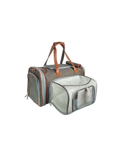 Charcoal Ash - Mr. Peanut's Gold Series Mini Size Expandable Pet Carrier - 16 in L x 10 in W x 10 in H