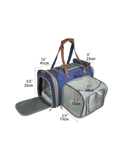 Deja Blue - Mr. Peanut's Gold Series Mini Size Expandable Pet Carrier - 16 in L x 10 in W x 10 in H
