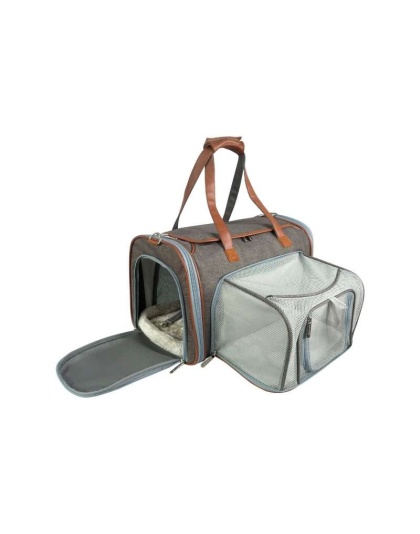 Charcoal Ash - Mr. Peanut's Gold Series Standard Size Expandable Pet Carrier - 18 in L x 10.5 in W x 11 in H