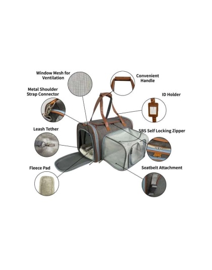 Charcoal Ash - Mr. Peanut's Gold Series Standard Size Expandable Pet Carrier - 18 in L x 10.5 in W x 11 in H