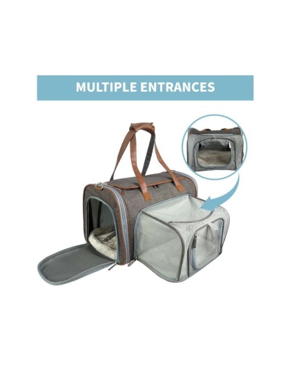 Charcoal Ash - Mr. Peanut's Gold Series Standard Size Expandable Pet Carrier - 18 in L x 10.5 in W x 11 in H