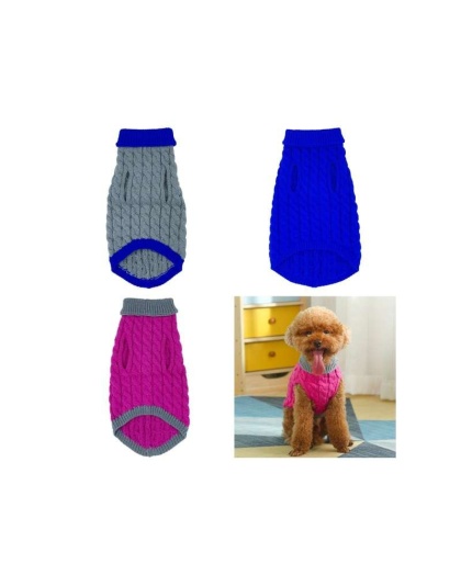 Gray With Regal Blue Fringe - Mr. Peanut's Knitted Acrylic Dog Sweaters - Small