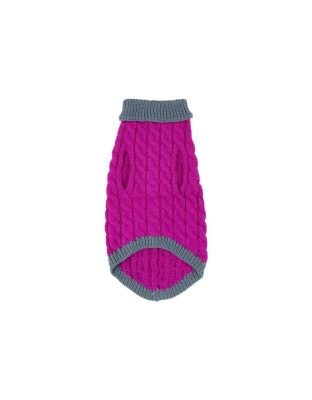 Royal Rosa With Gray Fringe - Mr. Peanut's Knitted Acrylic Dog Sweaters - Medium