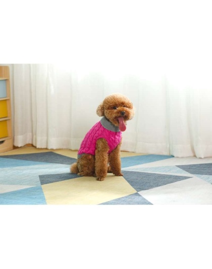 Royal Rosa With Gray Fringe - Mr. Peanut's Knitted Acrylic Dog Sweaters - XX Large