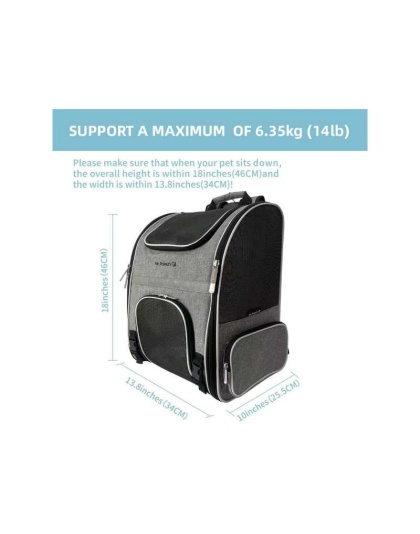 Mr. Peanut's Malibu Series Backpack Pet Carrier Stroller With Detachable Wheelbase - 18 in L x 10 in W x 3 in H