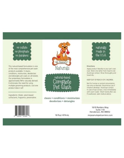 Mr. Peanut's Naturals 5 In 1 Pet Wash - Organic Dog Shampoo & Conditioner - Defense Against Dandruff, Allergies, & Itchy, Dry, Sensitive Skin -