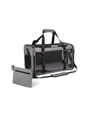Platinum Gray - Mr. Peanut's Parisian Series Airline Capable Soft Sided Pet Carrier - 18 in L x 11 in W x 12H