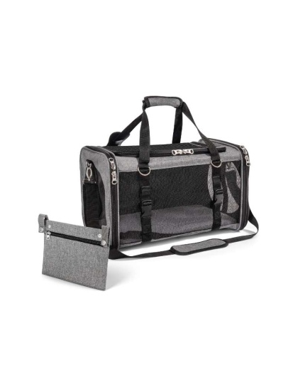 Platinum Gray - Mr. Peanut's Parisian Series Airline Capable Soft Sided Pet Carrier - 18 in L x 11 in W x 12H