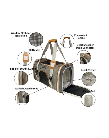 Snowflake Gray - Mr. Peanut's Platinum Series Expandable Pet Carrier - 18inLx10.5inWx11inH