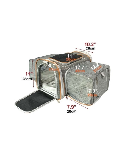 Twilight Gray - Mr. Peanut's Platinum Series Double Expandable Pet Carrier - 18inLx10.5inWx11inH