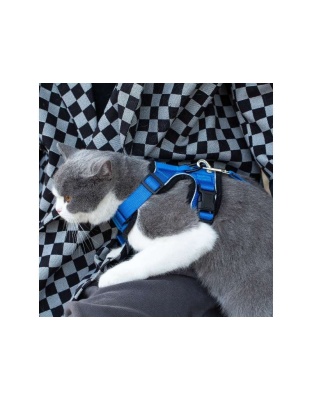 Blue - Mr. Peanut's PurrTrek Reflective Cat Harness with Matching Leash - Small