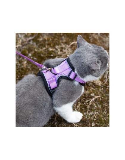 Lilac - Mr. Peanut's PurrTrek Reflective Cat Harness with Matching Leash - Small