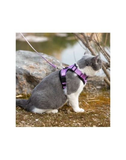 Lilac - Mr. Peanut's PurrTrek Reflective Cat Harness with Matching Leash - Small
