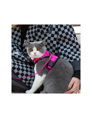 Pink - Mr. Peanut's PurrTrek Reflective Cat Harness with Matching Leash - Small