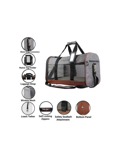 Platinum Gray - Mr. Peanut's Rhodium Series Mini Size Soft Sided Pet Carrier - 18 in L x 12 in W x 9 in H
