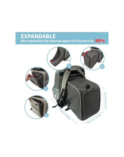 Mr. Peanut's Tahoe Series Expandable Backpack Pet Carrier - 17 in Hx14.4 in Wx9 in D