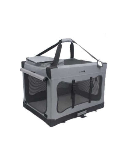 Platinum Gray - Mr. Peanut's Soft Sided Portable Pet Crate with Lightweight Aluminum Frame - Medium 24X18X17 in