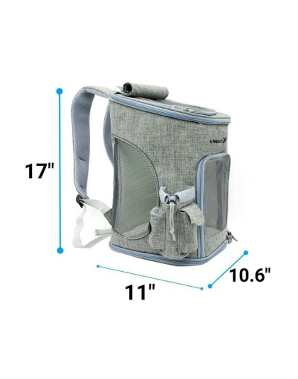 Platinum Gray - Mr. Peanut's Vancouver Series Backpack Pet Carrier for Smaller Cats and Dogs - 17 in L X 11 in W X 11 in H