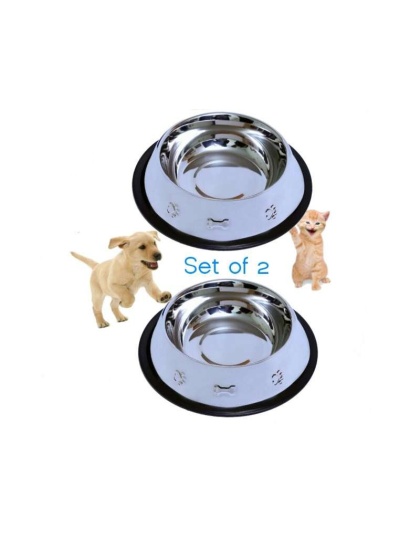 Etched Food Grade Stainless Steel Dog Bowls - 32oz