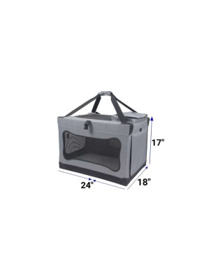 Platinum Gray - Mr. Peanut's Soft Sided Portable Pet Crate with Lightweight Aluminum Frame - X Large 36X24X23 in