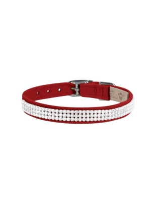 Red - Susan Lanci Designs 3 Row Giltmore Crystals Collar - Large