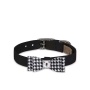 Black/Black & White Houndstooth  - Susan Lanci Designs Black & White Houndstooth Big Bow Collar - Small