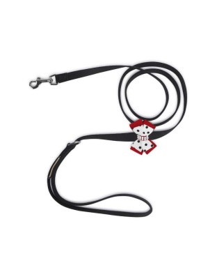 Black - Susan Lanci Designs Minnie Double Nouveau Bow Leash - 4 FT
