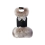 Black - Susan Lanci Designs Platinum Glitzerati Nouveau Bow Silver Fox Faux Fur Coat - Large