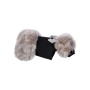 Black - Susan Lanci Designs Platinum Glitzerati Nouveau Bow Silver Fox Faux Fur Coat - Large