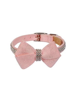 Puppy Pink - Susan Lanci Designs Puppy Pink Glitzerati Nouveau Bow 3 Row Giltmore Collar - TC