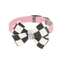 Puppy Pink - Susan Lanci Designs Windsor Check Nouveau Bow Collar - Large